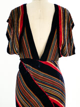 1930's Striped Velvet Bias Gown Dress arcadeshops.com