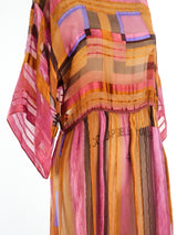 Striped Silk Chiffon Midi Dress Dress arcadeshops.com