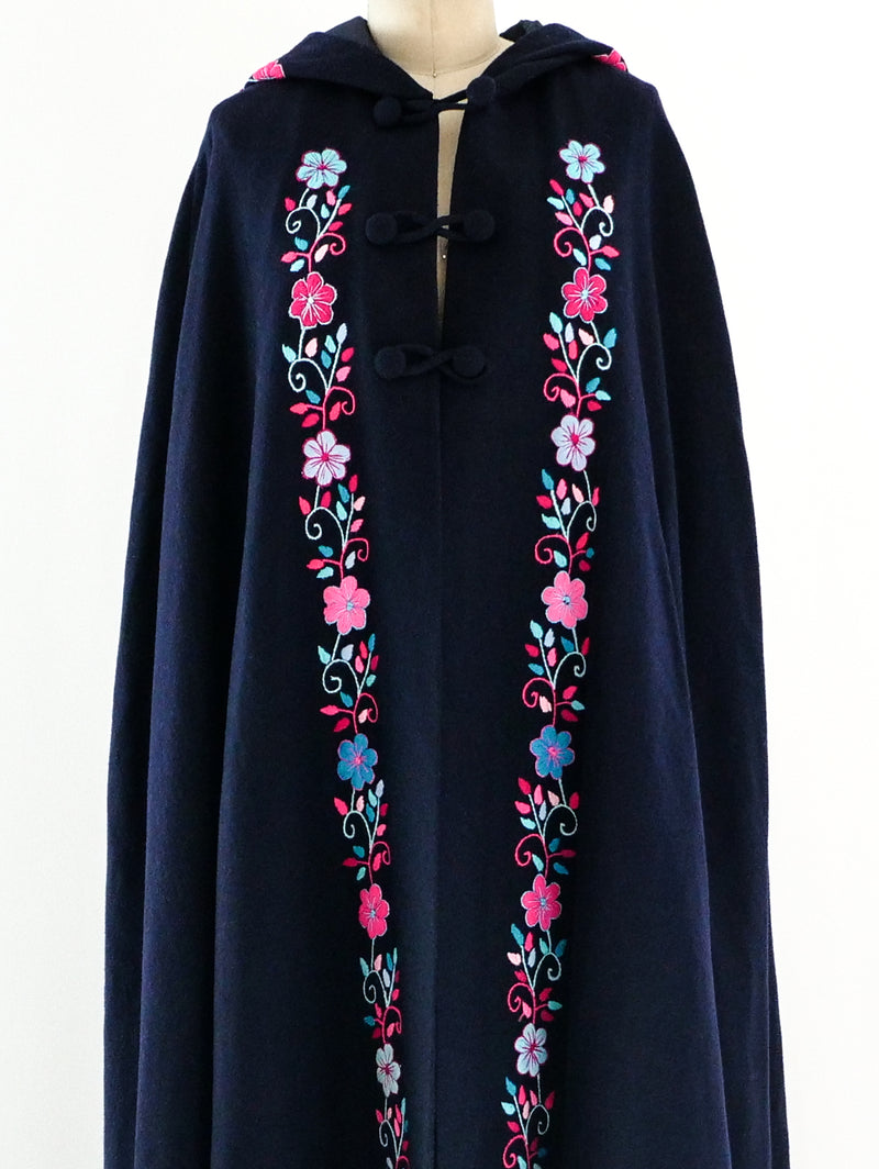 Wool Floral Embroidered Cape Jacket arcadeshops.com