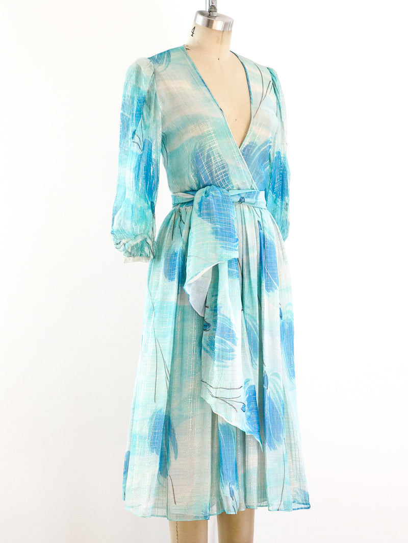 Watercolor Floral Silk Dress Dress arcadeshops.com
