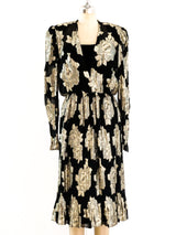 Albert Nipon Floral Lame Chiffon Dress Dress arcadeshops.com