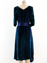 Zandra Rhodes Peacock Blue Velvet Dress Dress arcadeshops.com