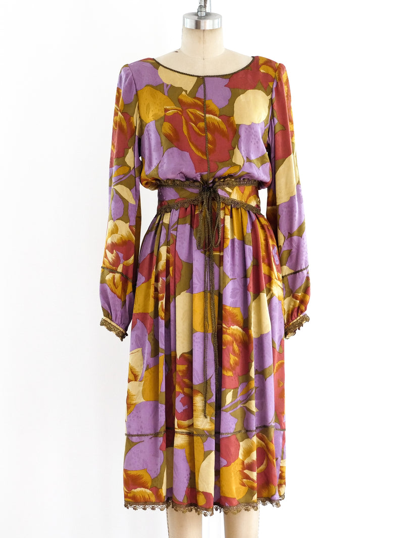 Autumnal Floral Silk Dress Dress arcadeshops.com