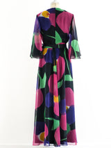 Neon Floral Chiffon Gown Dress arcadeshops.com
