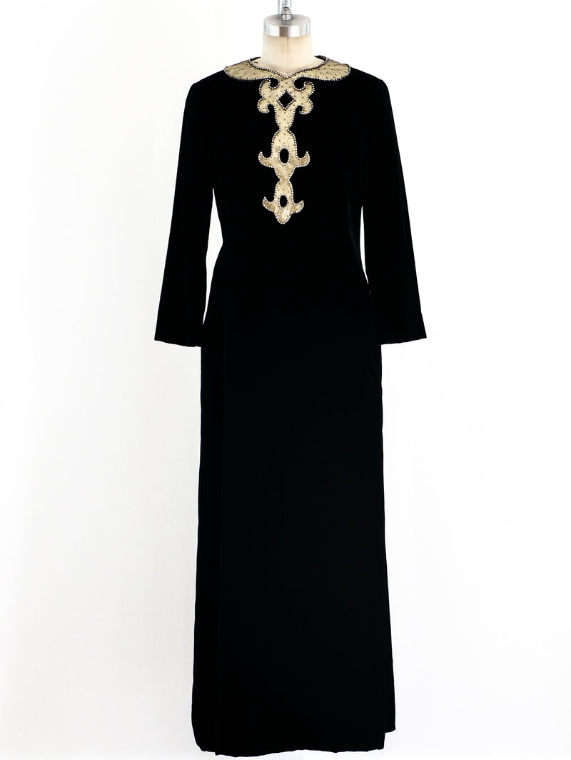 Malcolm Starr Black Velvet Maxi Dress Dress arcadeshops.com