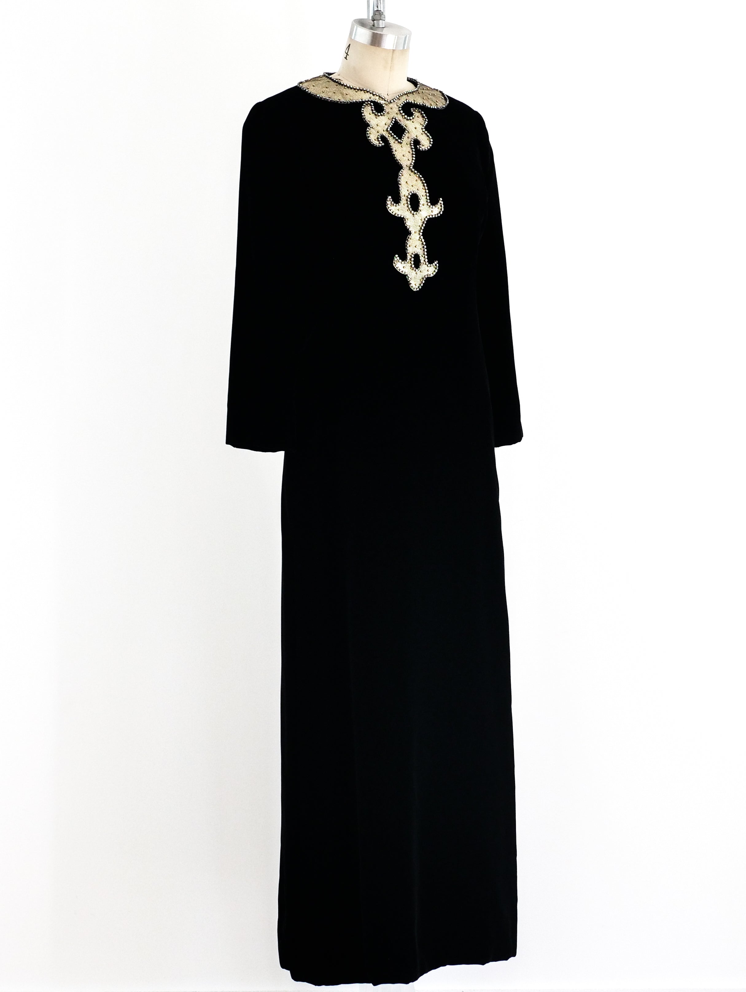 Malcolm Starr Black Velvet Maxi Dress