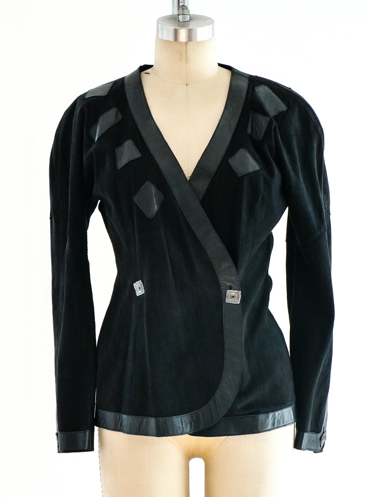 Jean Muir Leather Applique Suede Jacket