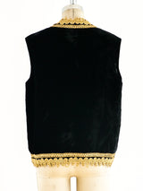 Soutache Embroidered Black Velvet Vest Jacket arcadeshops.com