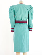 Teal Leather Belted Dress Dress arcadeshops.com