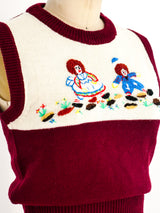 Raggedy Ann and Andy Sleeveless Sweater Top arcadeshops.com