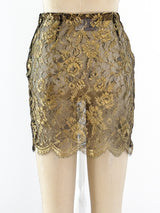 Krizia Gold Lace Mini Skirt Skirt arcadeshops.com