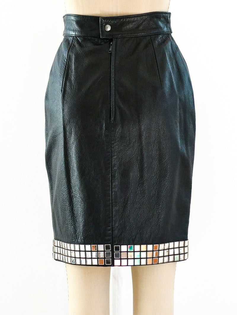 Mirror Trimmed Leather Skirt Bottom arcadeshops.com