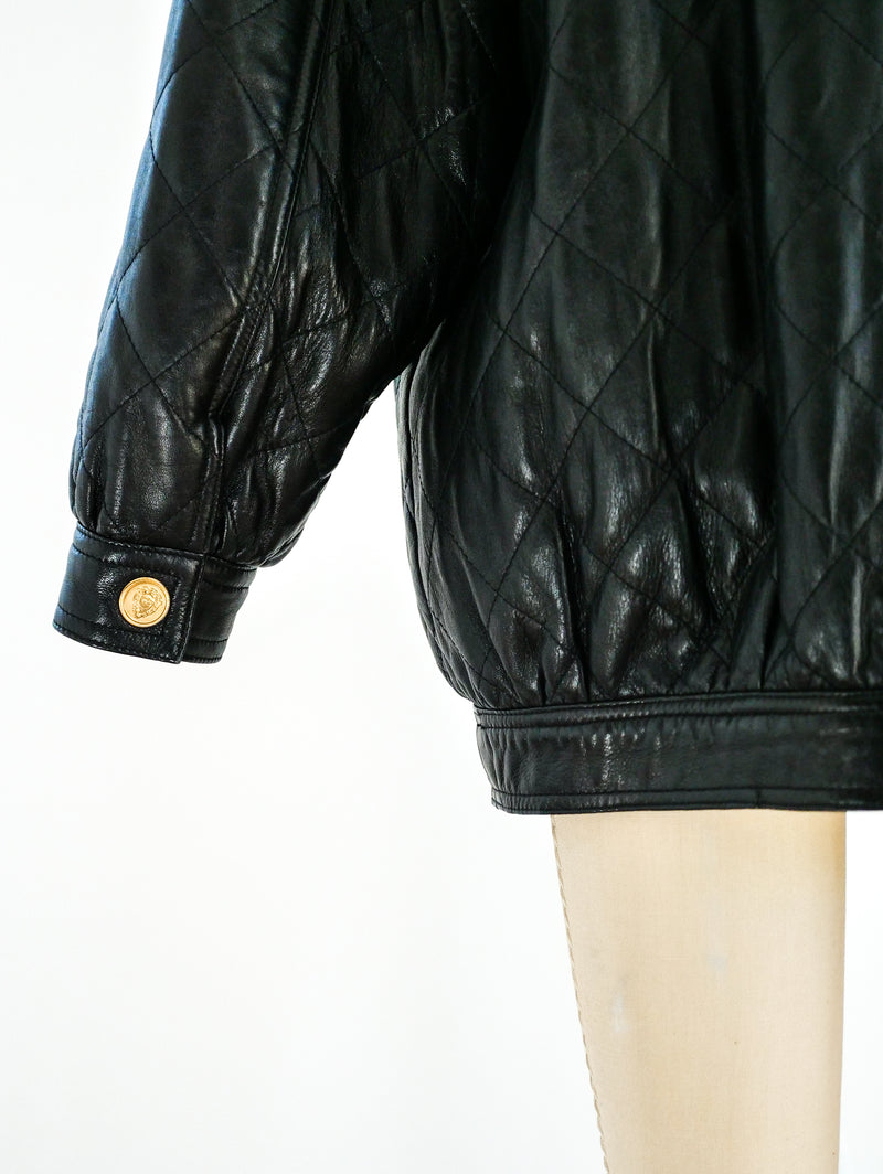 Quilted Black Leather Jacket Jacket arcadeshops.com