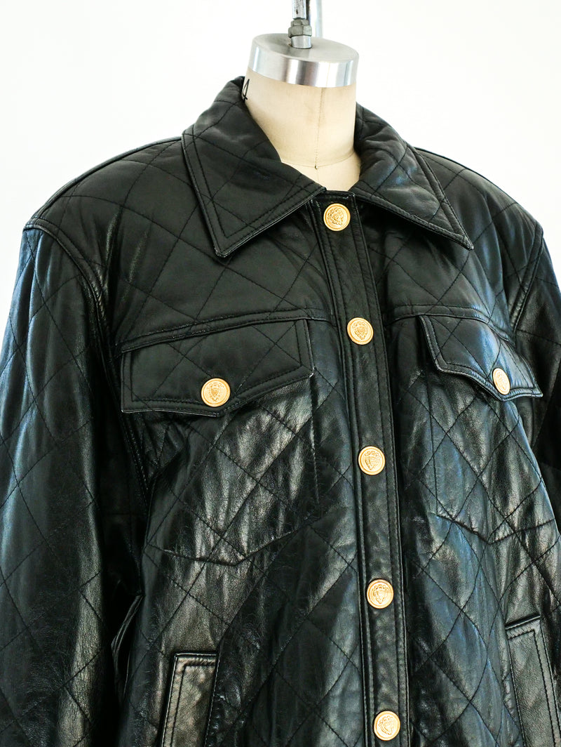 Quilted Black Leather Jacket Jacket arcadeshops.com