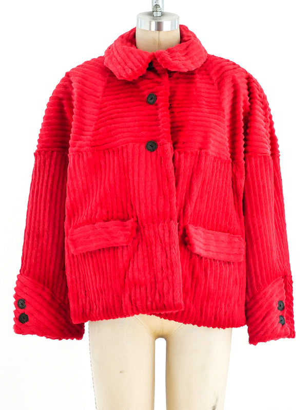 Fendi Red Sheared Beaver Fur Jacket Jacket arcadeshops.com