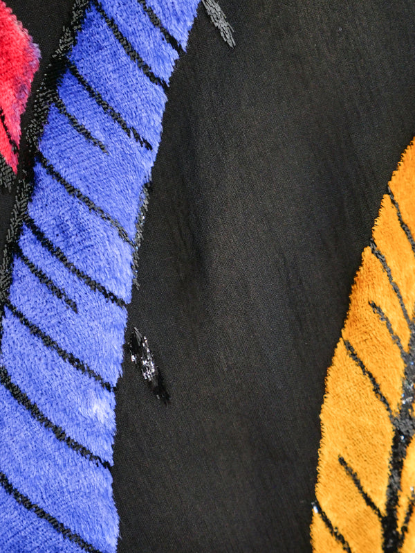 Multicolor Devore Velvet Feather Top Top arcadeshops.com