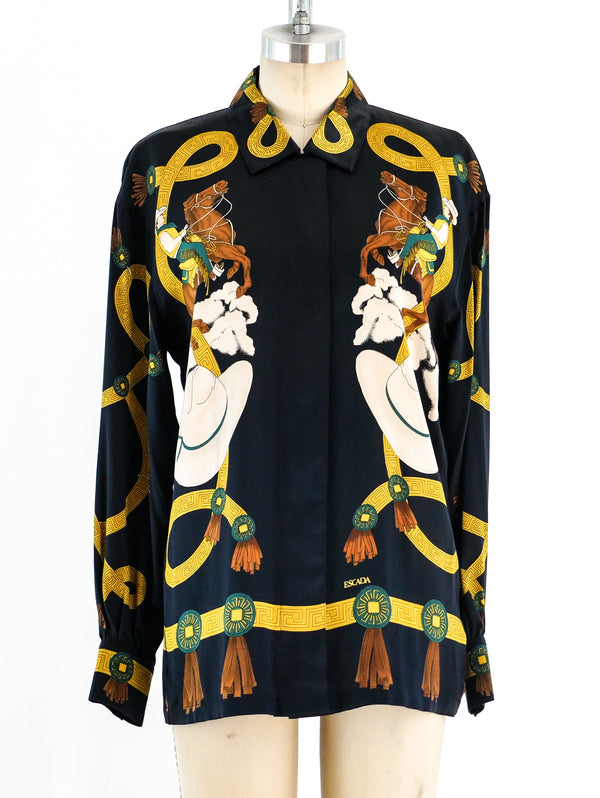 Escada Western Print Silk Top Top arcadeshops.com