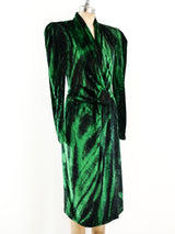 Green Lurex Velvet Wrap Dress Dress arcadeshops.com