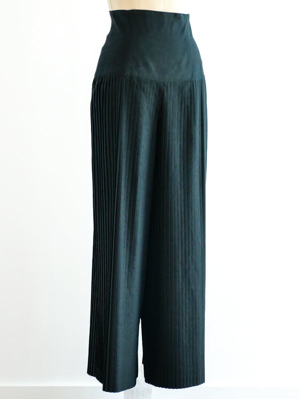 Black Pleated Trousers Bottom arcadeshops.com