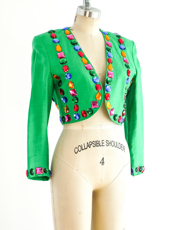 Escada Jeweled Linen Jacket Jacket arcadeshops.com