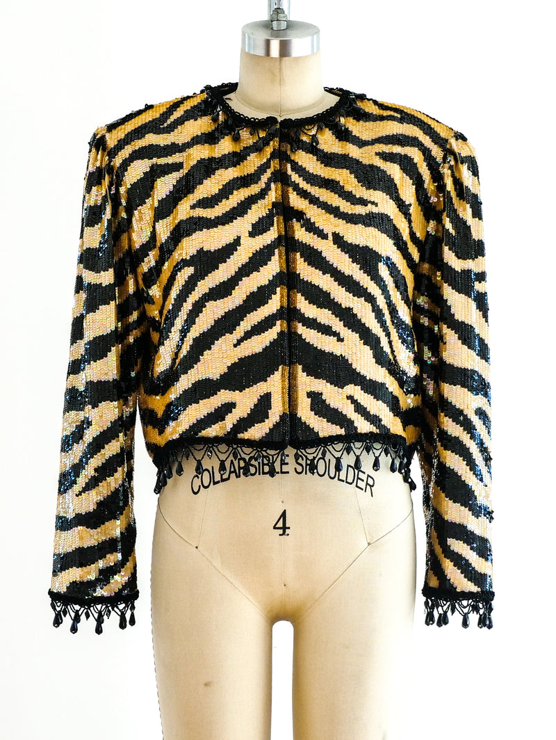 Sequin Tiger Stripe Jacket Jacket arcadeshops.com
