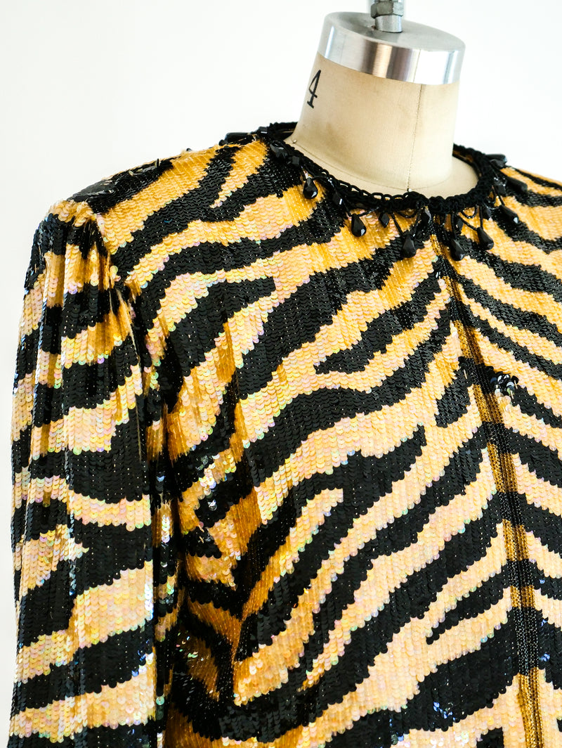 Sequin Tiger Stripe Jacket Jacket arcadeshops.com