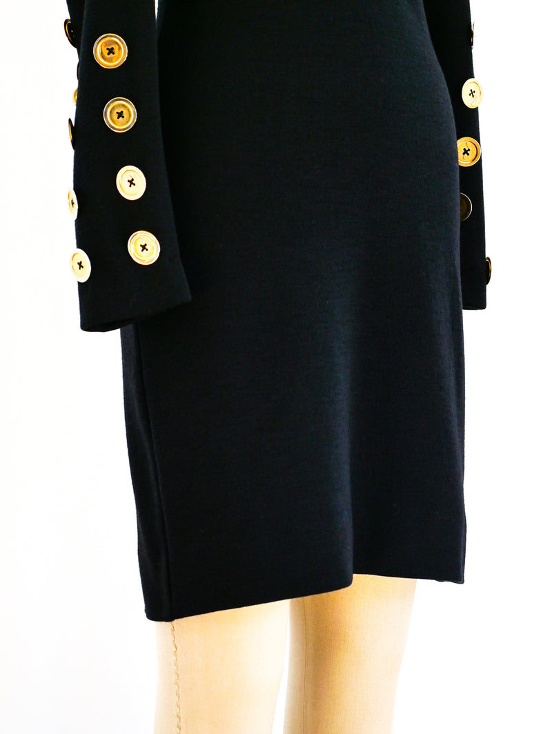 patrick kelly gold button dress 1986 Patrick Kelly, Sleeveless black dress with buttons