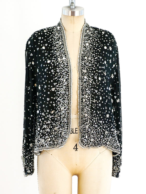 Halston Beaded Chiffon Jacket Jacket arcadeshops.com