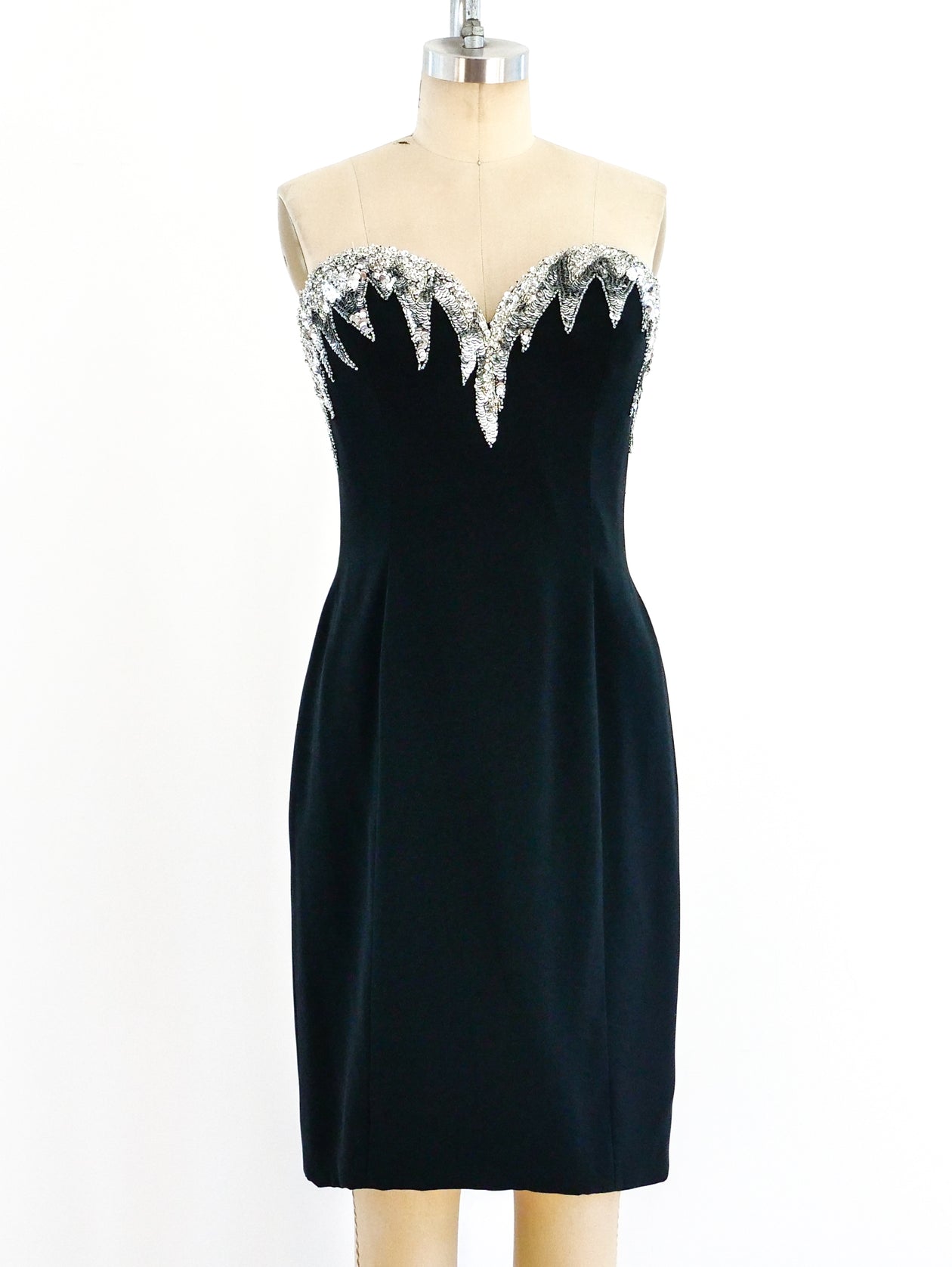 Bob Mackie Silver Flame Bustier Dress