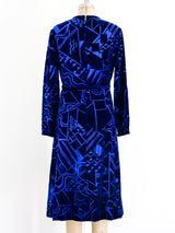 Malcolm Starr Blue Velvet Deco Inspired Dress Dress arcadeshops.com
