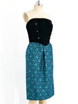 Valentino Turquoise Brocade Bustier Dress Dress arcadeshops.com