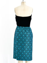 Valentino Turquoise Brocade Bustier Dress Dress arcadeshops.com