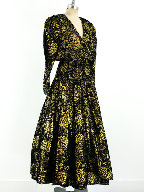 Diane Freis Flocked Lurex Gown Dress arcadeshops.com