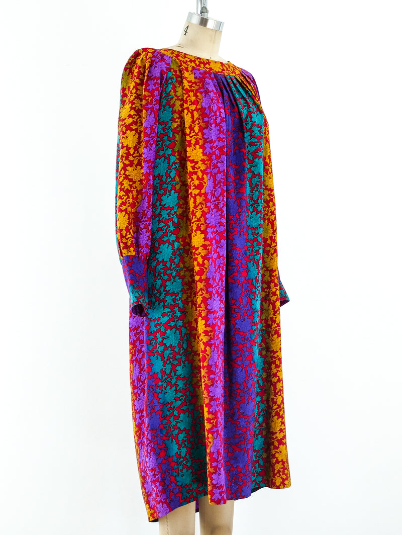 Multicolor Baroque Print Silk Dress Dress arcadeshops.com