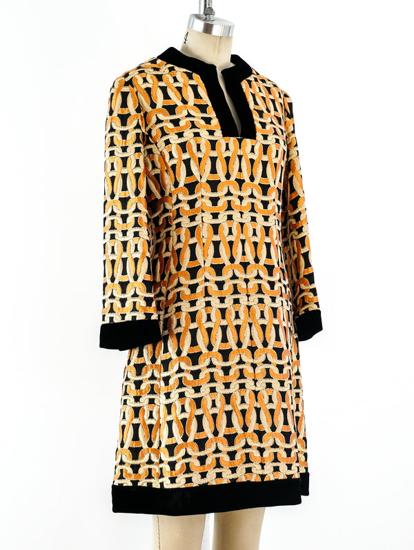 Orange Knot Brocade Mini Dress Dress arcadeshops.com