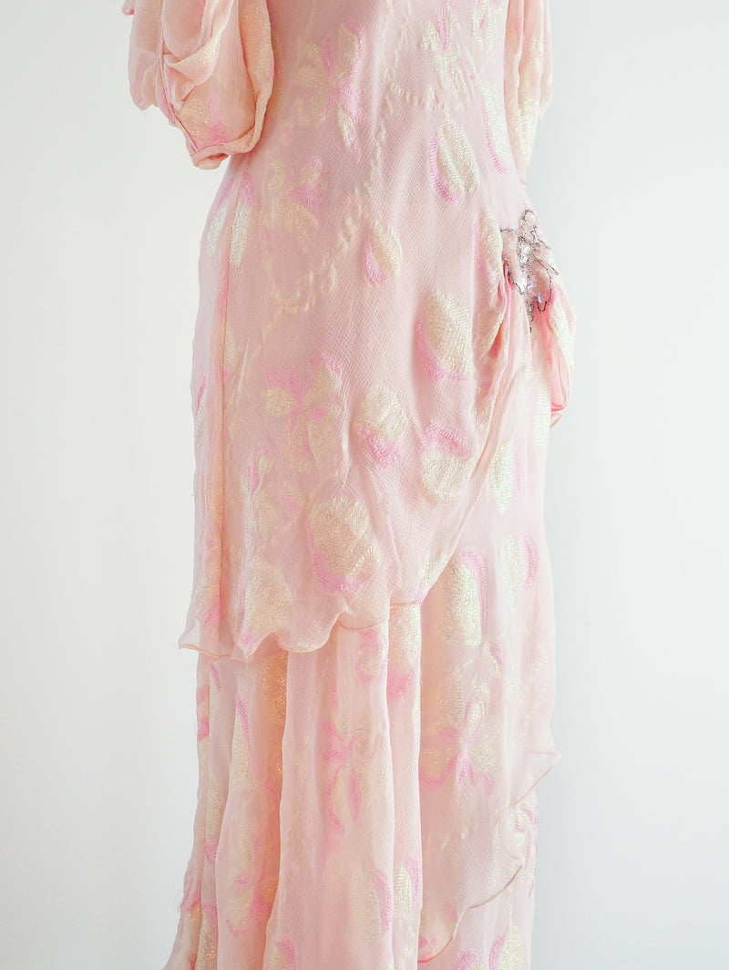 Pink Chiffon Ruffle Dress Dress arcadeshops.com