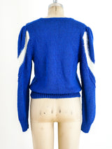 Blue and Ivory Chevron Angora Sweater Top arcadeshops.com