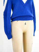 Blue and Ivory Chevron Angora Sweater Top arcadeshops.com