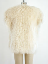 Ivory Mongolian Fur Sleeveless Jacket Jacket arcadeshops.com