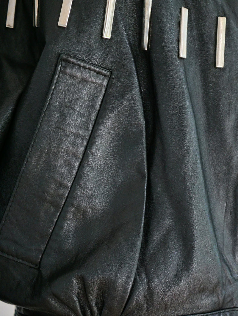 Black Studded Leather Jacket Jacket arcadeshops.com