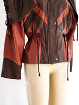 Cropped Leather Jacket with Laced Cape Sleeves Jacket arcadeshops.com
