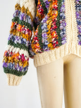 Multicolor Hand Knit Zip Front Sweater Jacket arcadeshops.com