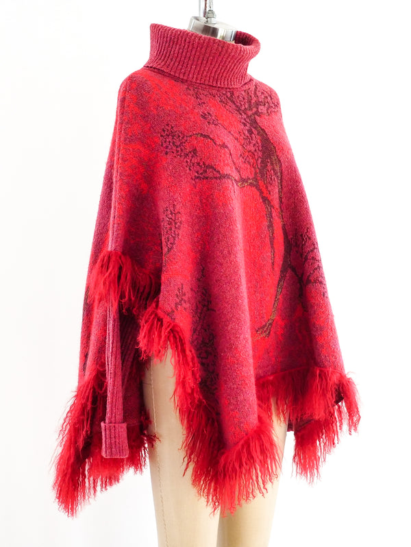 Kenzo Fur Fringed Sleeved Poncho Top arcadeshops.com