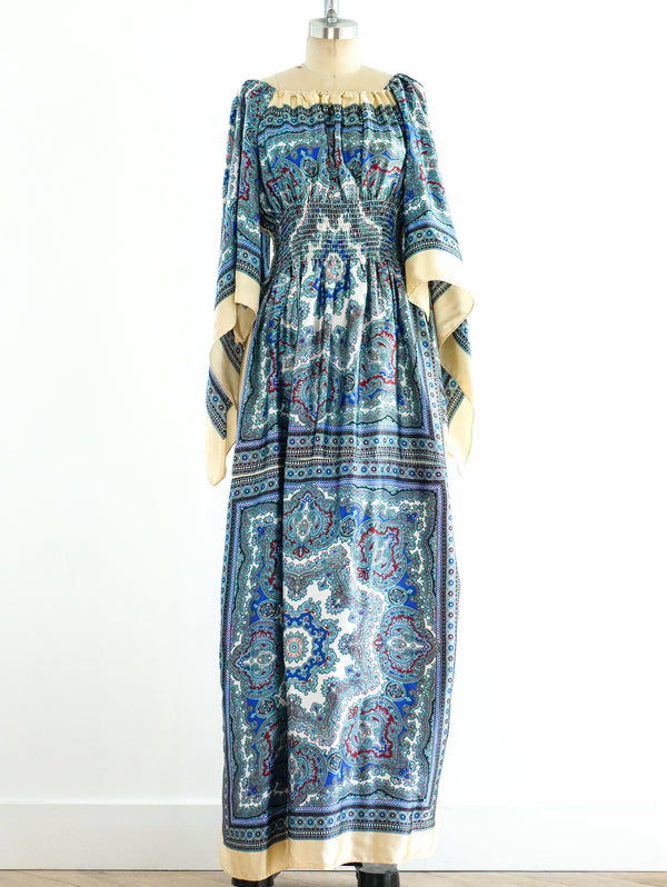 Scarf Printed Angel Sleeve Maxi Dress Dress arcadeshops.com