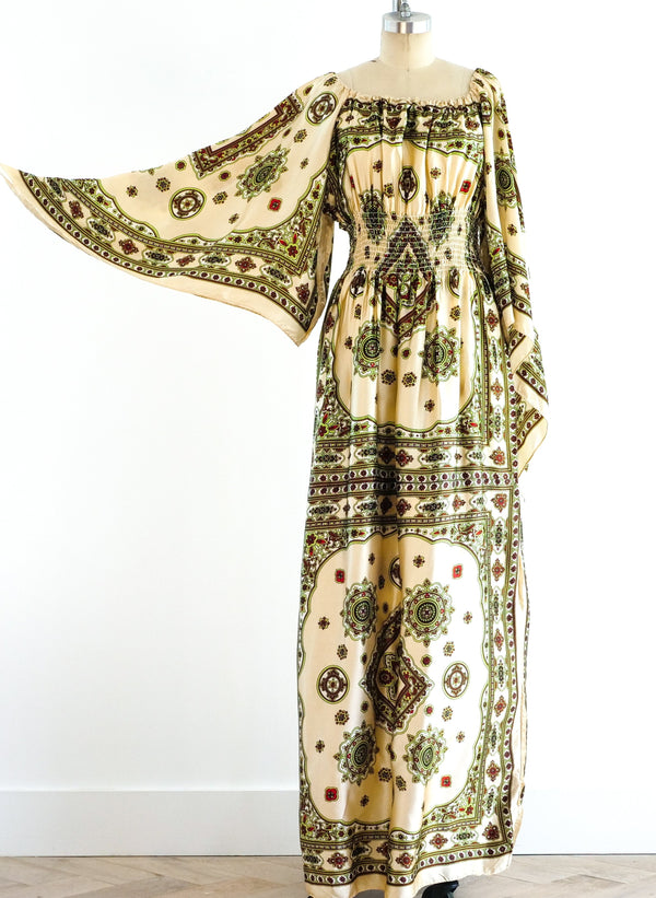 Scarf Printed Angel Sleeve Maxi Dress Dress arcadeshops.com