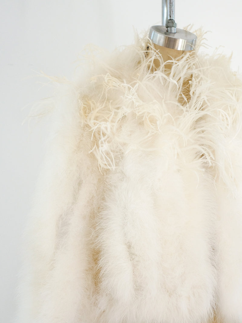 Cropped White Marabou Feather Jacket Jacket arcadeshops.com