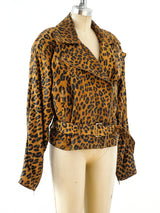 Leopard Print Suede Moto Jacket Jacket arcadeshops.com
