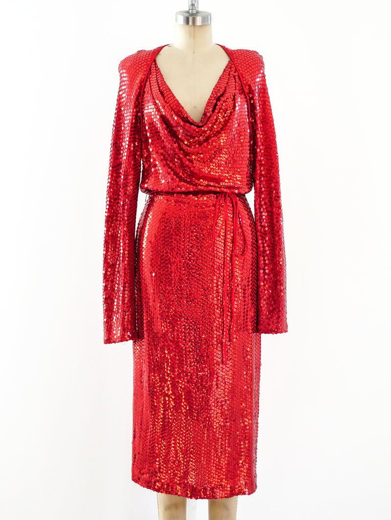 Red Sequin Evening Dress Dress arcadeshops.com