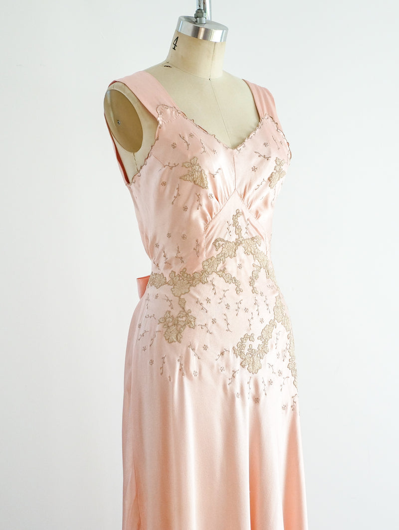 Embroidered Lace Silk Slip Dress arcadeshops.com