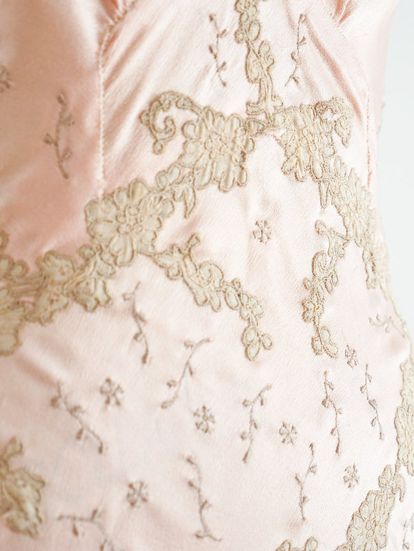 Embroidered Lace Silk Slip Dress arcadeshops.com
